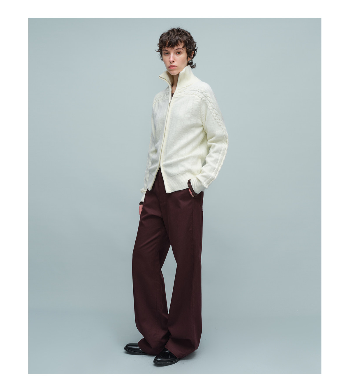 Slight Vogue Burgundy Red Slim-Fit Micro Flare Trousers