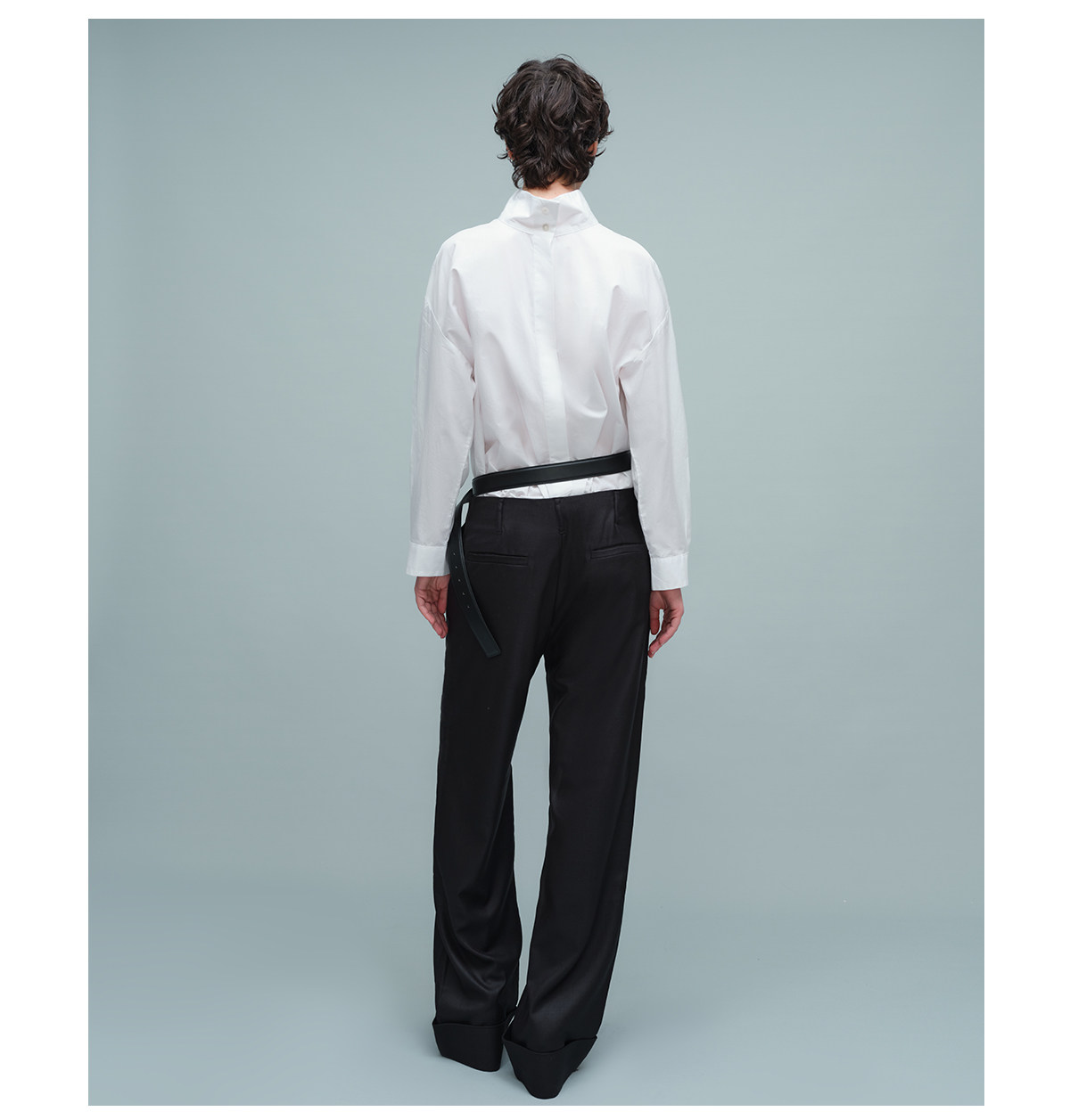 Slight Vogue Straight-Leg Folded-Hem Trousers