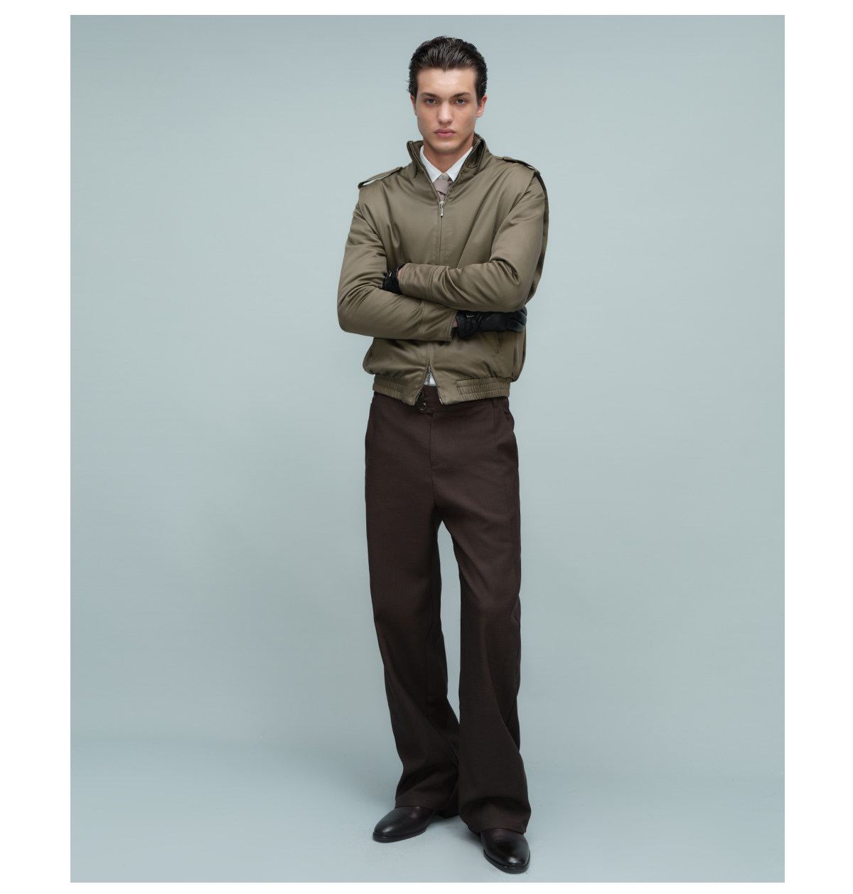 Slight Vogue Satin-Feel Epaulet Padded Jacket