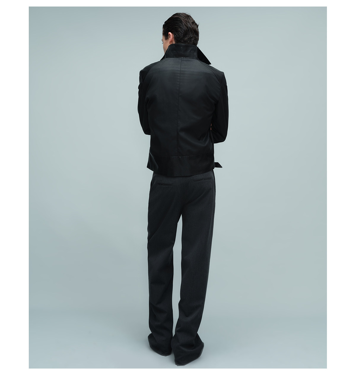 Slight Vogue Loose Waxed-Finish Leather-Trimmed Jacket