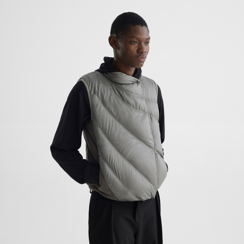Slight Vogue｜Japanese Fine White Silver Yarn Houndstooth Magnetic down Vest 95% White Duck down