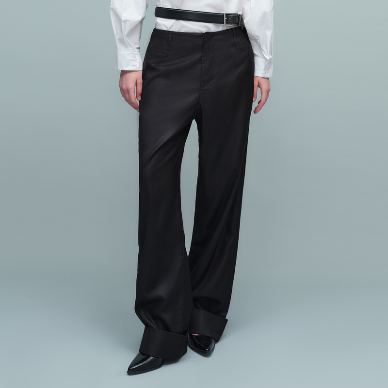 [Same Style as Pixel Island] Slight Vogue｜Straight-Leg Slim-Fit Trousers Without Waistband and Cuffed Hems