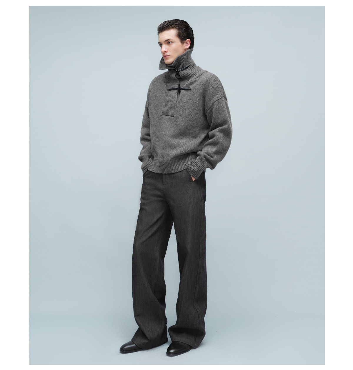 Slight Vogue Sandstone Frog-Button Half-Placket Sweater