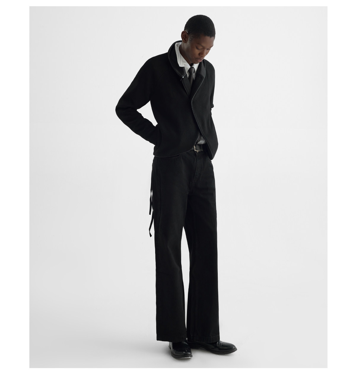 Slight Vogue Leather-Trim Wool Cocoon Jacket