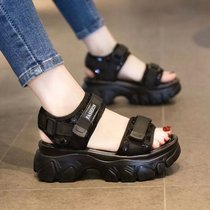 Aokang Daddy Sandals Womens 2024 Summer New Fashion Thick Soled Beach Casual Shoes Internet Celebrity High Heels Soft Soles