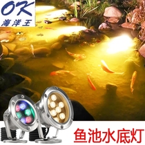 Ocean King Underwater Lamp Fish Pond Lamp Pool Underwater Lamp Rockery Waterscape Colorful Spotlight Water Curtain Rockery Cave Lake Water