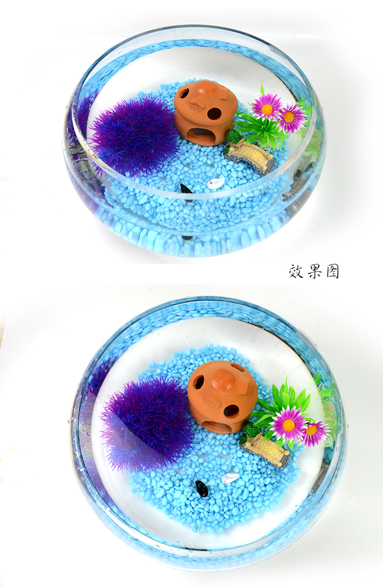 Bể cá tròn bể cá nhỏ bể cá trang trí cảnh quan gói đá mô phỏng nước cỏ chậu sinh sản bể nhỏ đồ trang trí - Trang trí nội thất trang trí phòng khách nhà ống