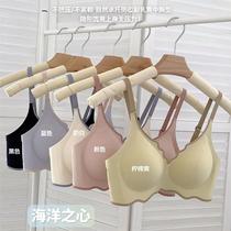 Collision Color Jelly No Mark underwear Female small breasts Gathered Without Steel Ring Upper to comfortable and breathable light thin glossy glossy bra hood