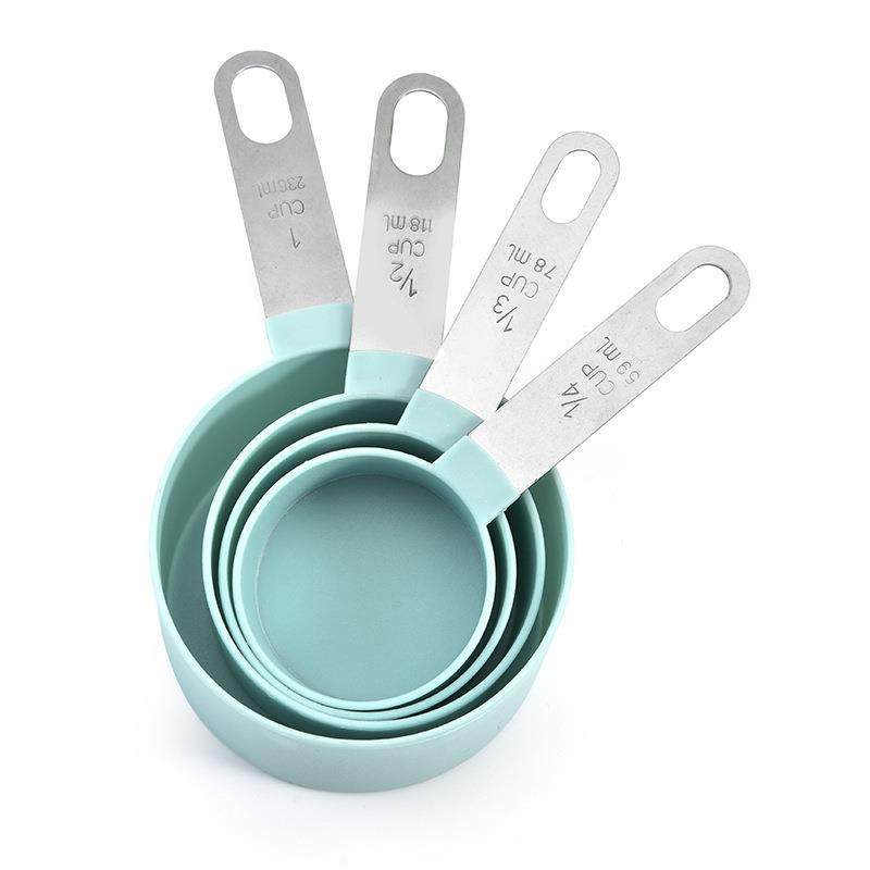 Plastic Measuring Spoon Set with Stainless Steel Handle, 8-Piece Measuring Cup and Spoon Set with Scale, Baking Tools