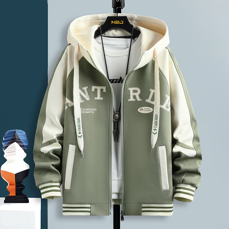 Spring and Autumn Jacket for Boys, Hooded Baseball Jacket for Middle and High School Students, Stylish Sports Jacket for Teenagers