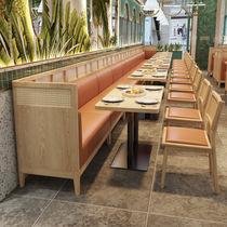Chain store rattan booth sofa milk tea cafe tea restaurant bar table and chair catering hotel table and chair combination