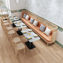 Milk tea shop cafe catering wall booth sofa commercial rattan table and chair combination hotel catering furniture