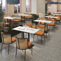 Theme Western restaurant wall booth sofa slate table rattan chair commercial hotel catering restaurant table and chair combination