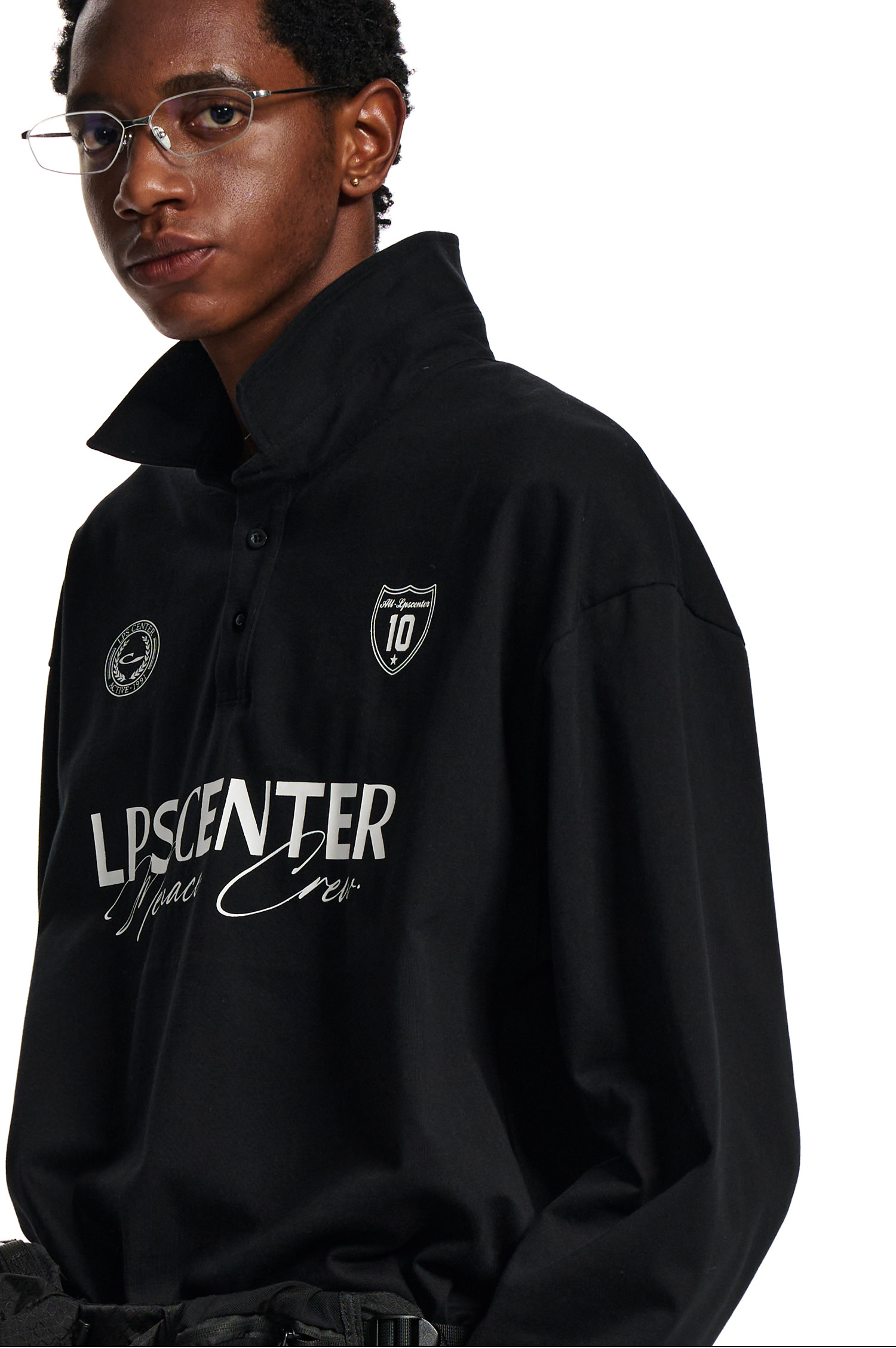 Loopsoon Racing Print Loose Polo Shirt