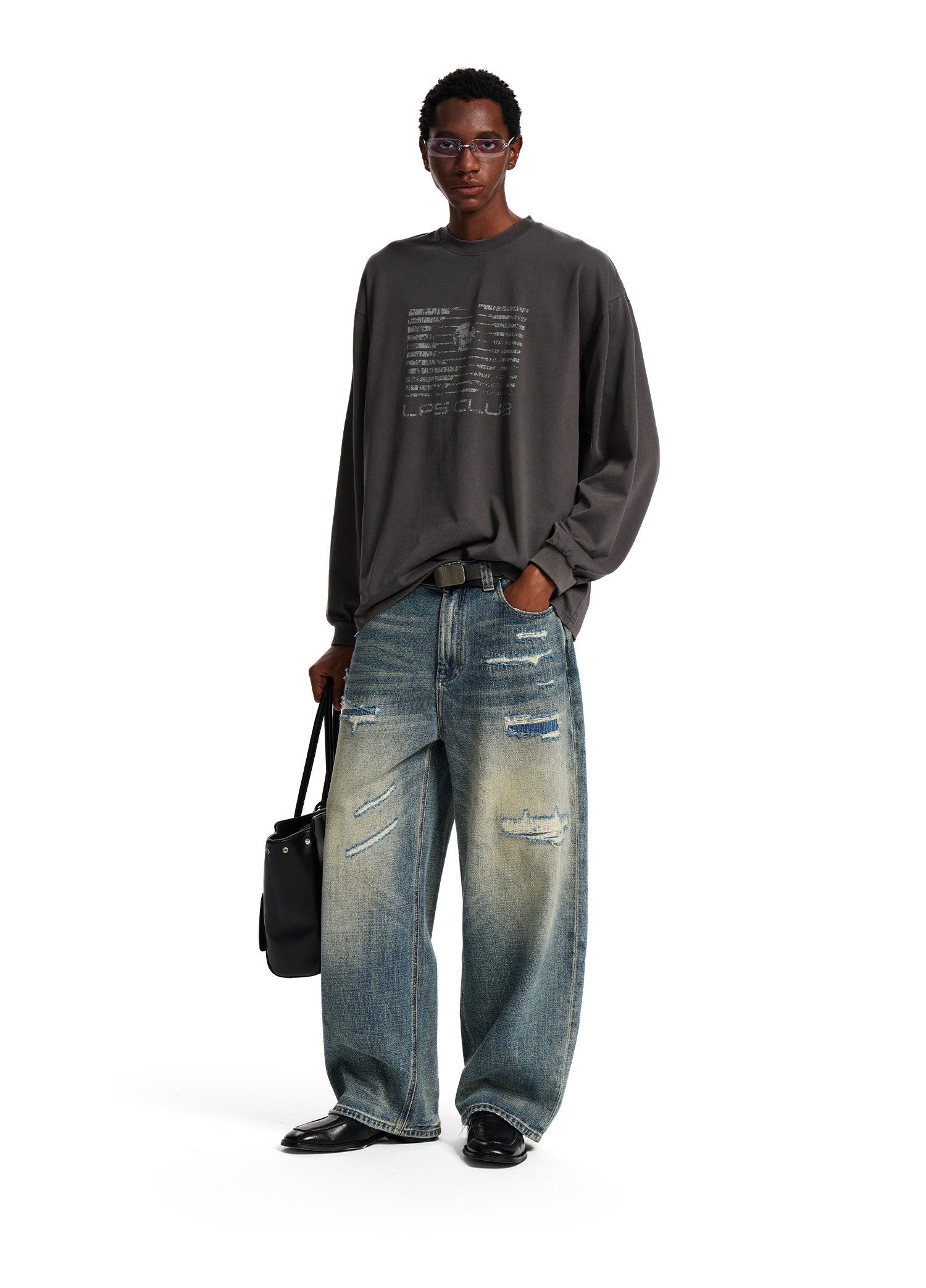 Loopsoon Gradient Washed Graphic Long-Sleeve Tee