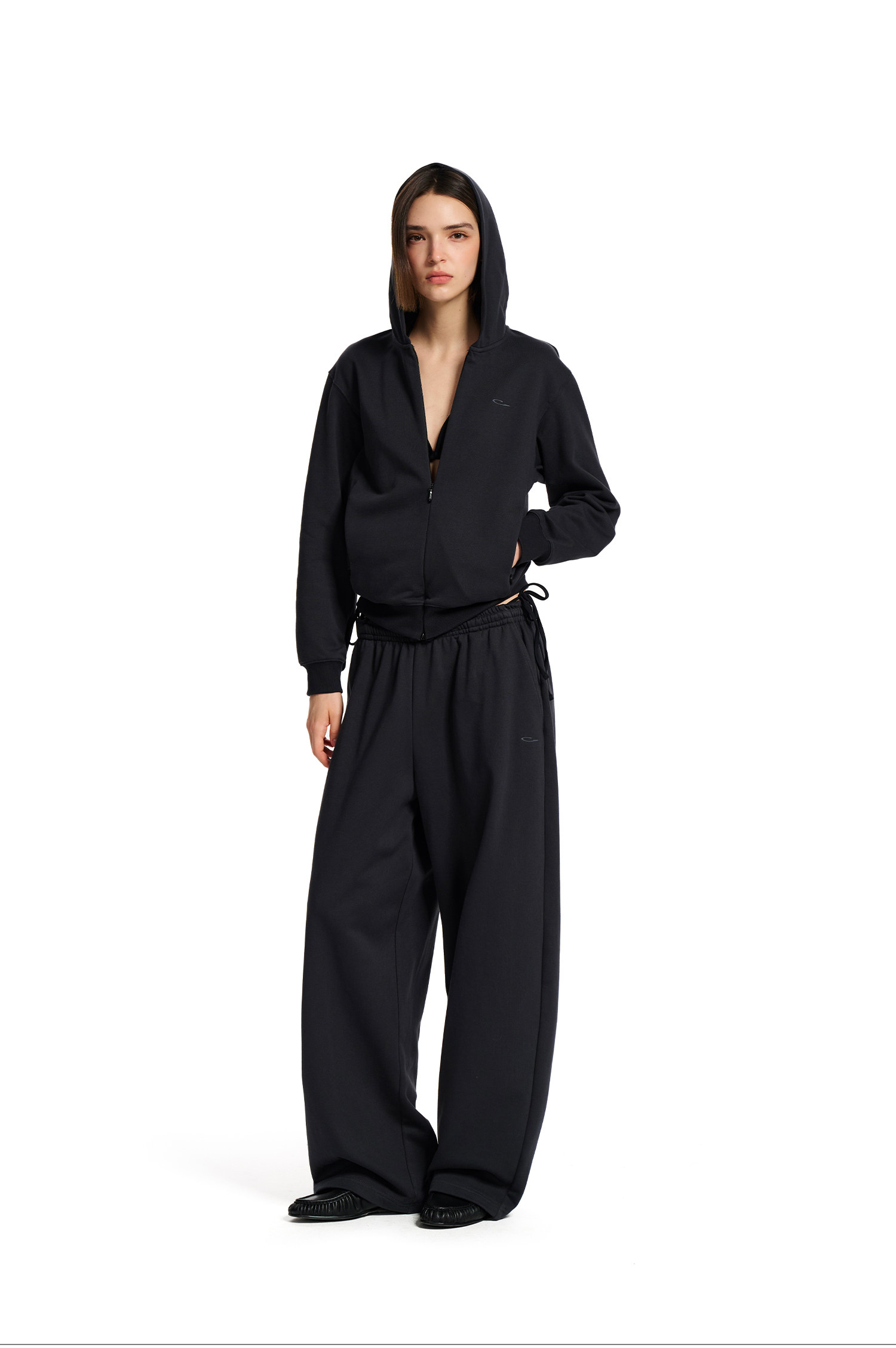 Loopsoon Embroidered Zip-Up Hoodie