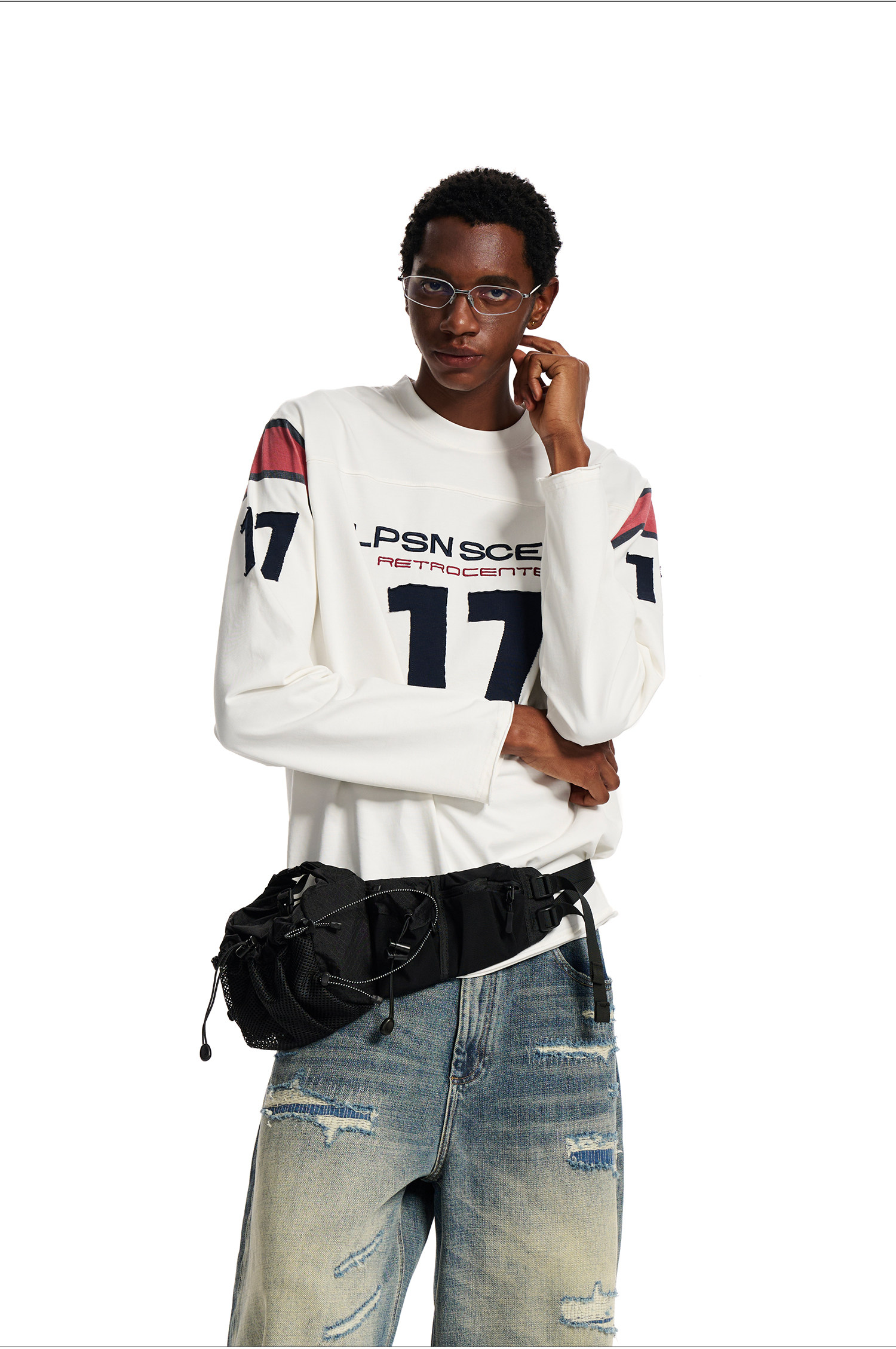 Loopsoon Number Print Drop-Shoulder Loose Tee