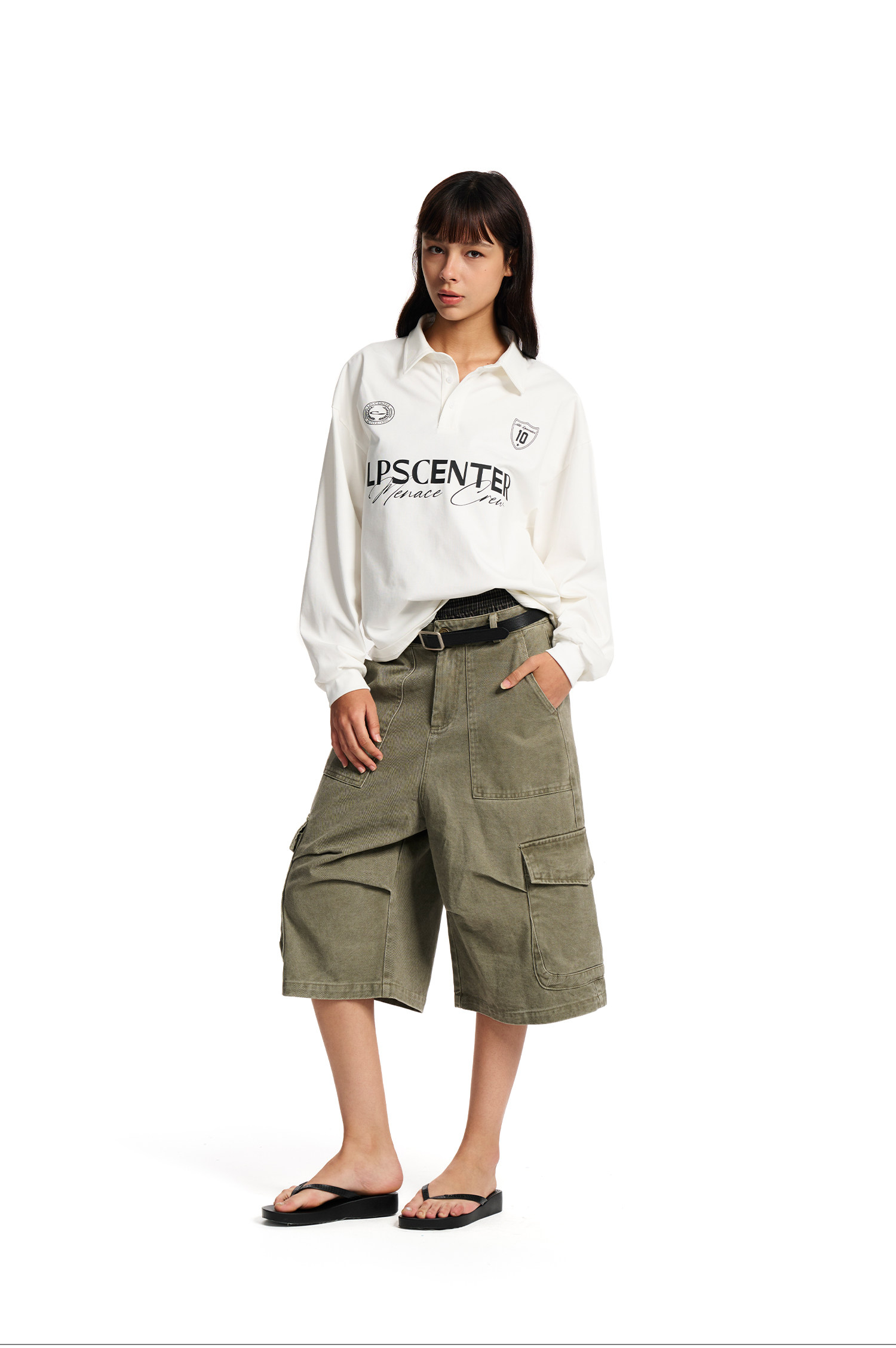 Loopsoon Racing Print Loose Polo Shirt