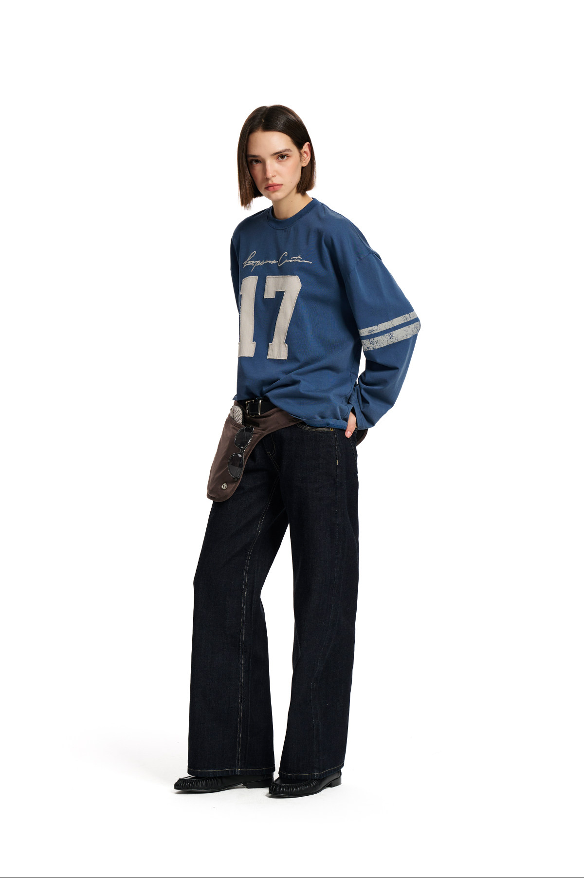 Loopsoon Number Patch Loose Long-Sleeve Tee