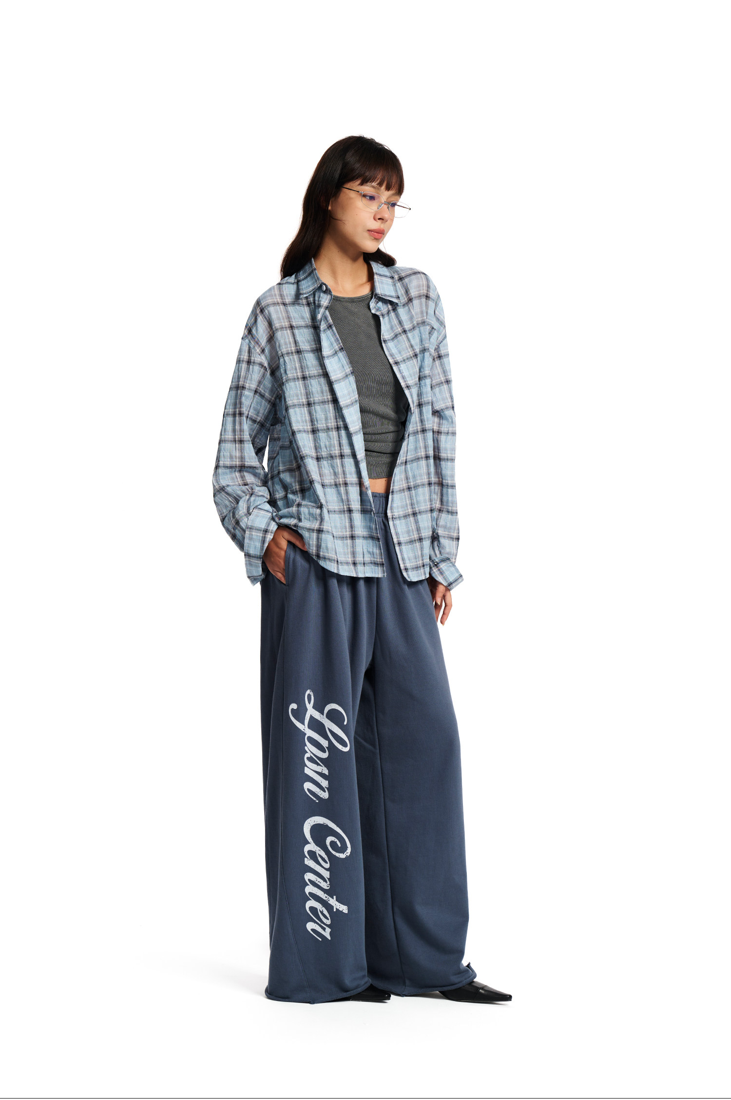 Loopsoon Plaid Drop-Shoulder Shirt