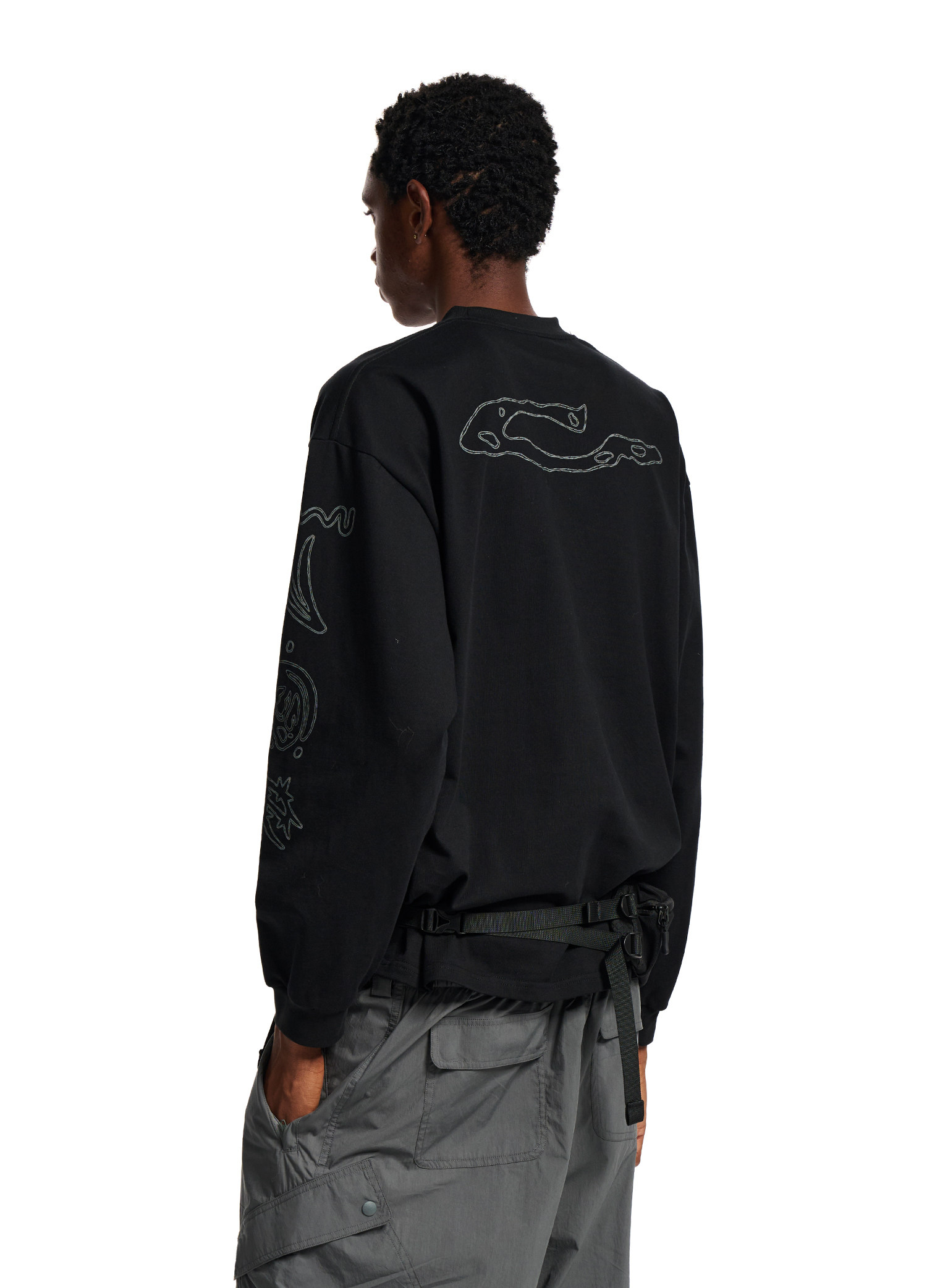 Loopsoon Letter Print Drop-Shoulder Long-Sleeve Tee