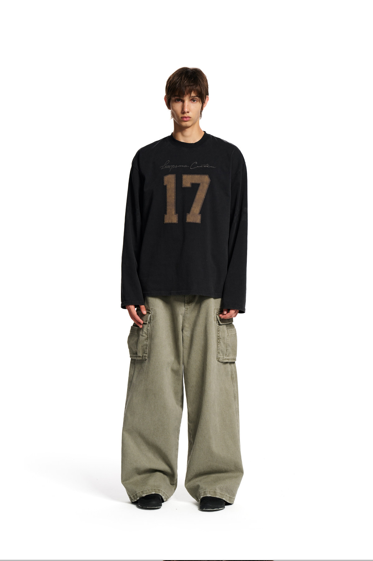 Loopsoon Number Patch Loose Long-Sleeve Tee