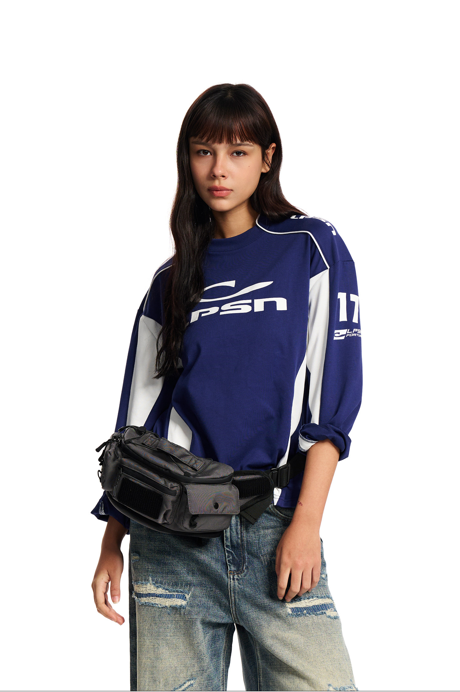 Loopsoon Contrast-Stitch Long-Sleeve Tee