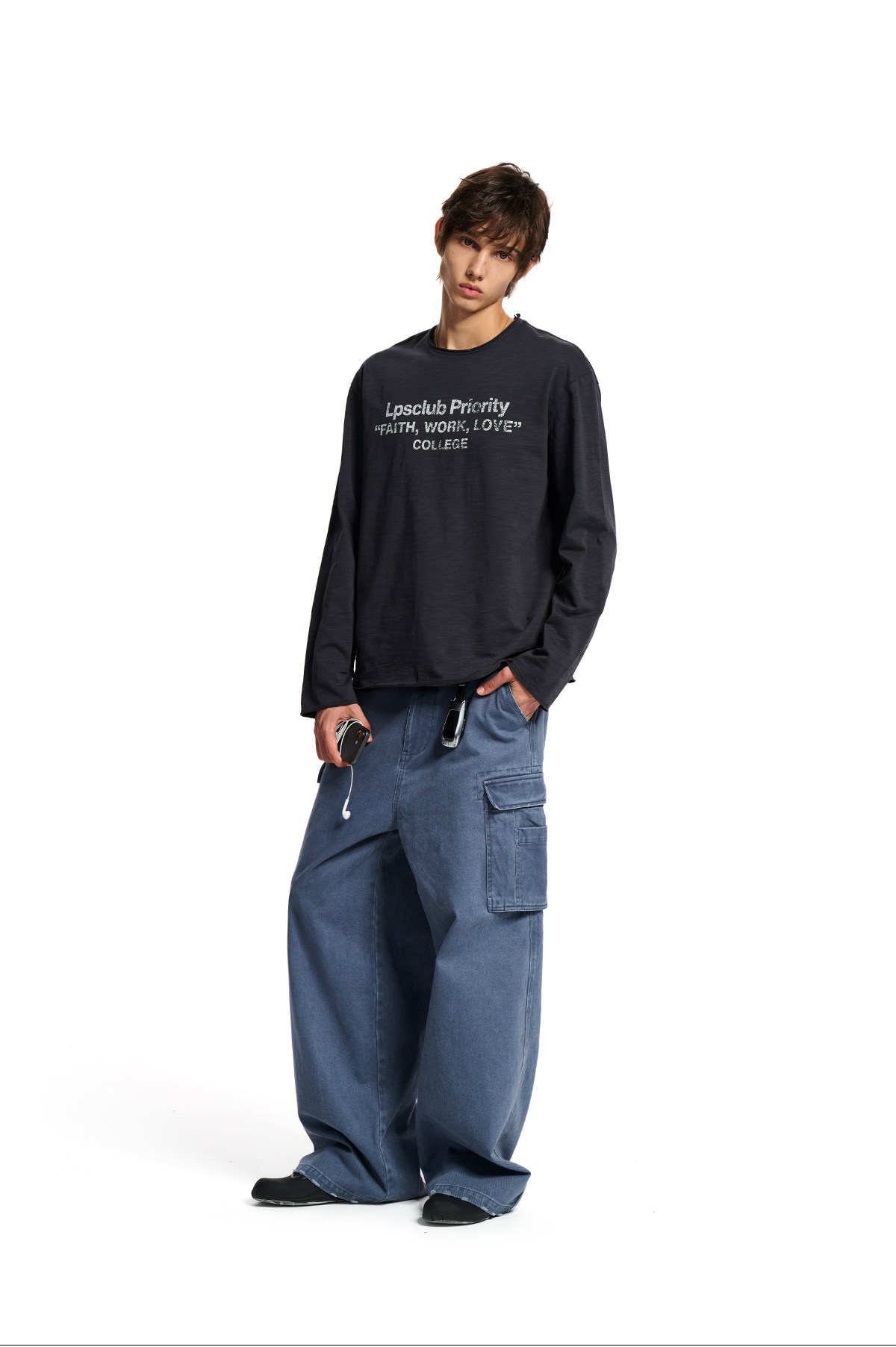 Loopsoon Washed Print Loose Long-Sleeve Tee