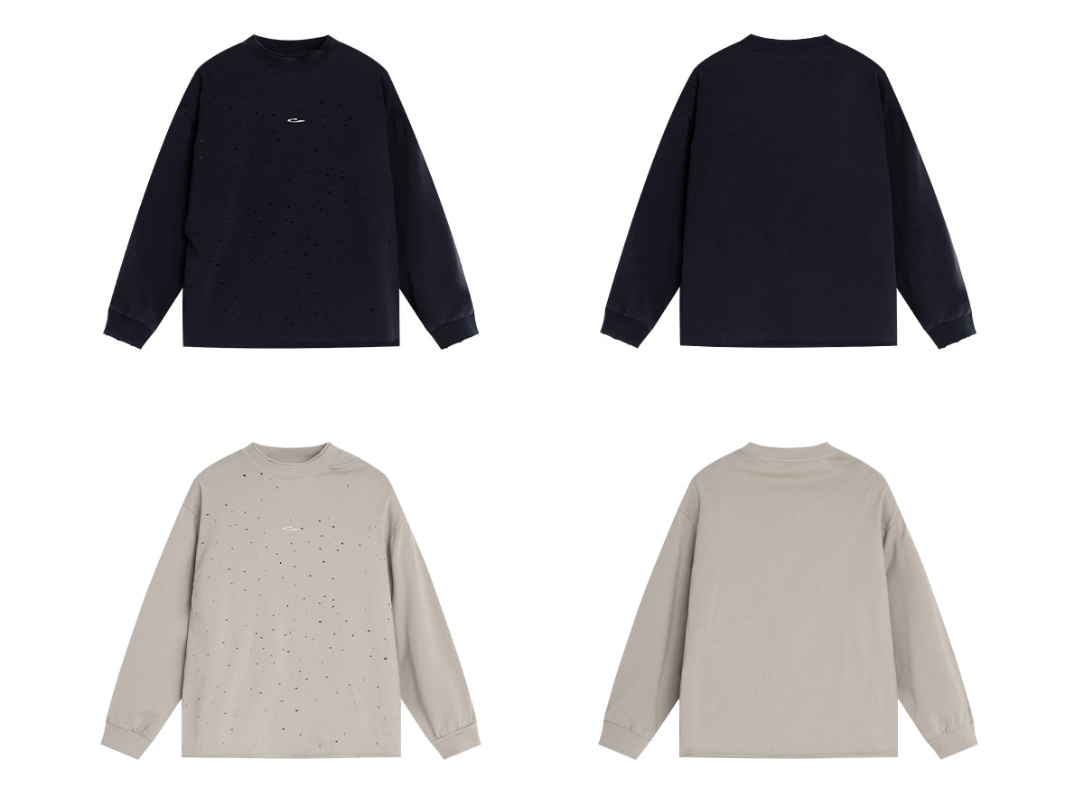 Loopsoon Distressed Loose Long-Sleeve Tee