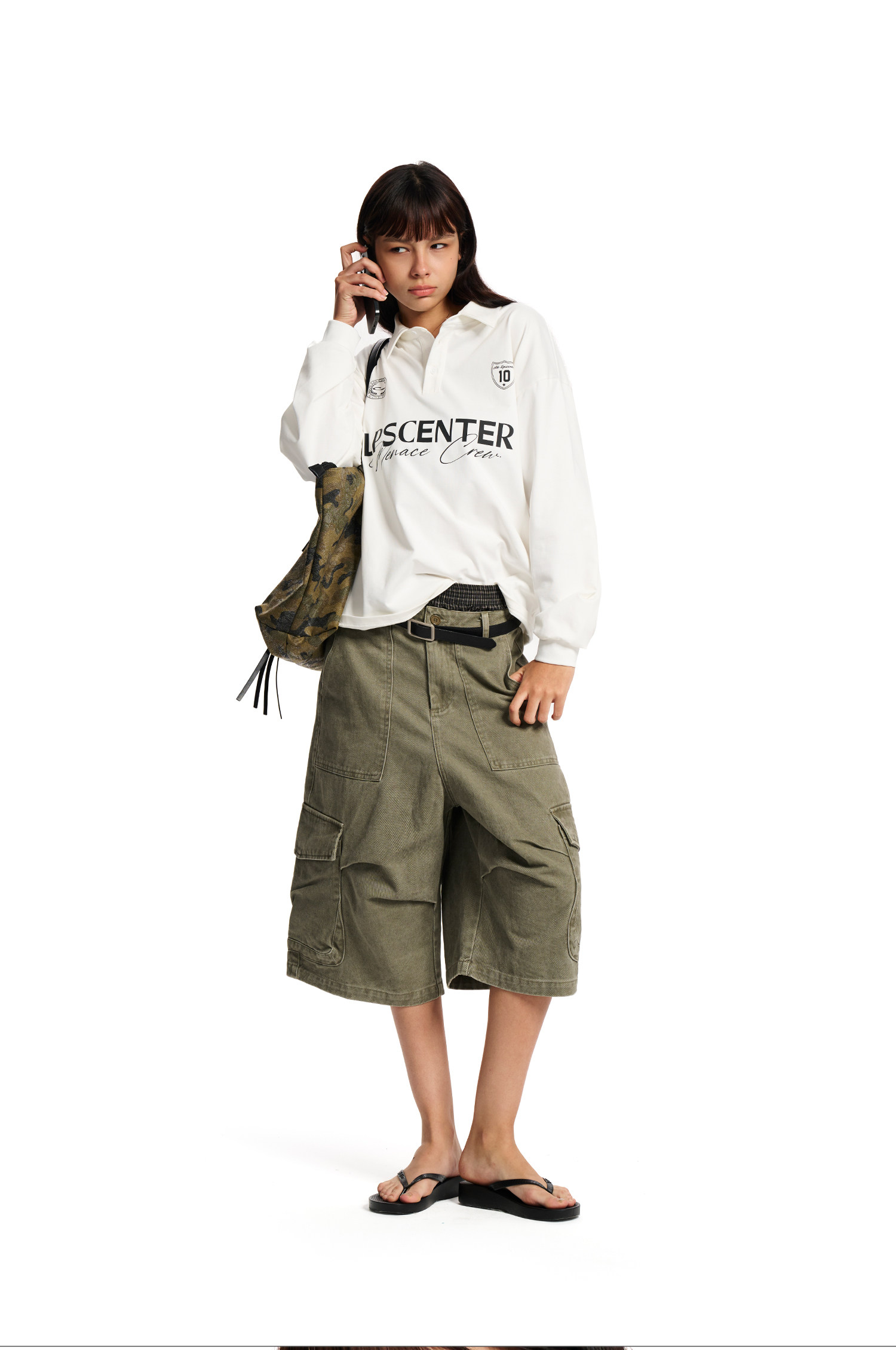 Loopsoon Racing Print Loose Polo Shirt