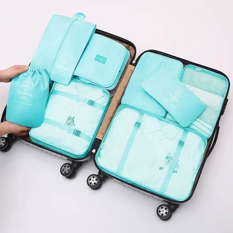 8PCS SET Travel Organizer Storage Bags Suitcase Packing Set