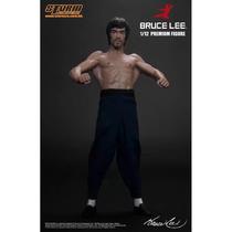 Bruce Lee Bat Muscle Full Body Statue Real Clothes Replaceable Head Double Head Sculpture Figure H1