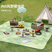 Picnic mat moisture-proof thickened ins style outdoor picnic mat extra large foldable lattice picnic mat