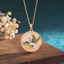 Chinese style classical cheongsam Hanfu accessories cold enamel paint inlaid imitation Hotan jade famous necklace for women