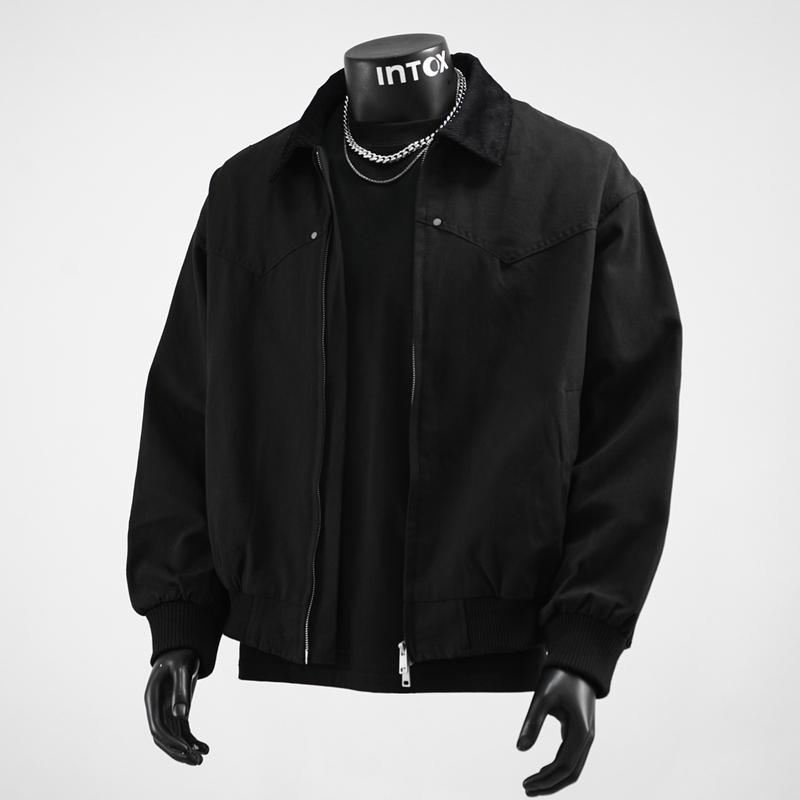Intox/High-Quality Heavyweight American Retro Detroit Workwear Jacket Men's Spring and Autumn Black Hunting Jacket