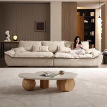 Sailing sofa large seat deep straight row four-person lazy down sofa living room latex fabric sofa micro-color furniture