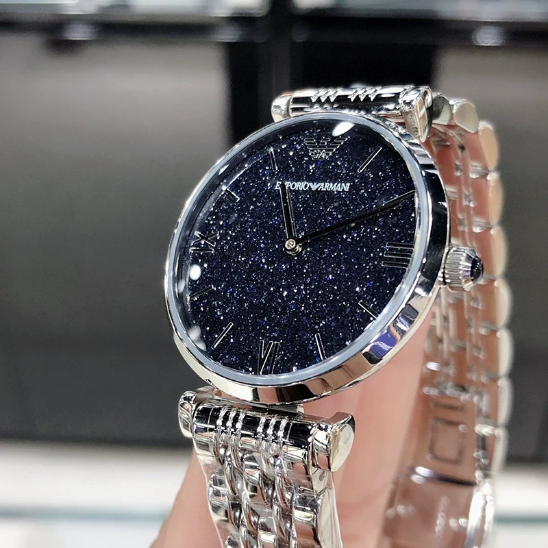 Женские часы Armani, синий звездное небо, кварцевый циферблат, дополненная реальность