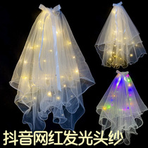 Multi-layered fluffy wedding veil for girls with wedding bow simple retro wedding veil short super fairy