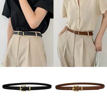 Korean Fashion Simple Thin Belts Ladies Leather Belt Alloy P