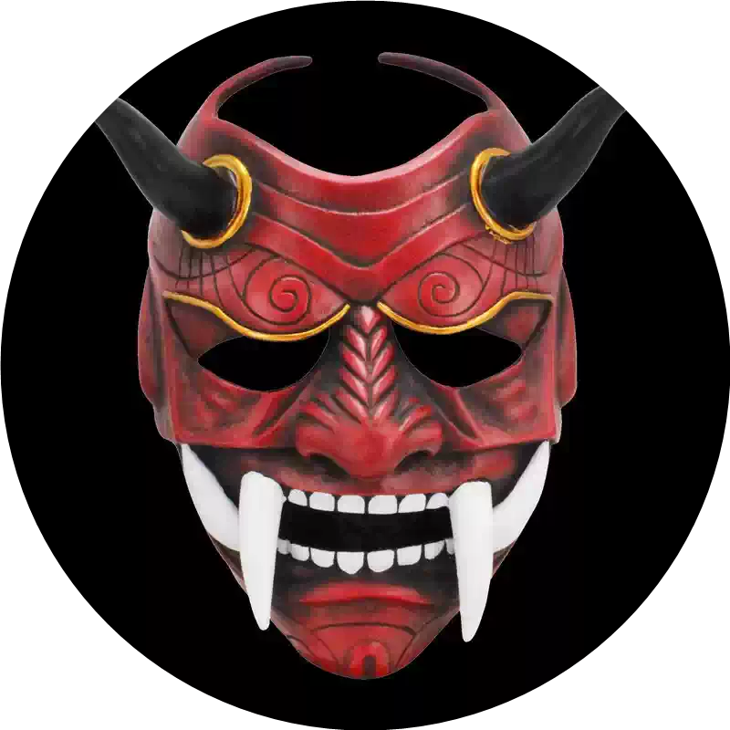 赤般若面具cos日本能劇鬼面獠牙武士天狗面罩萬聖節舞會派對臉譜-淘寶