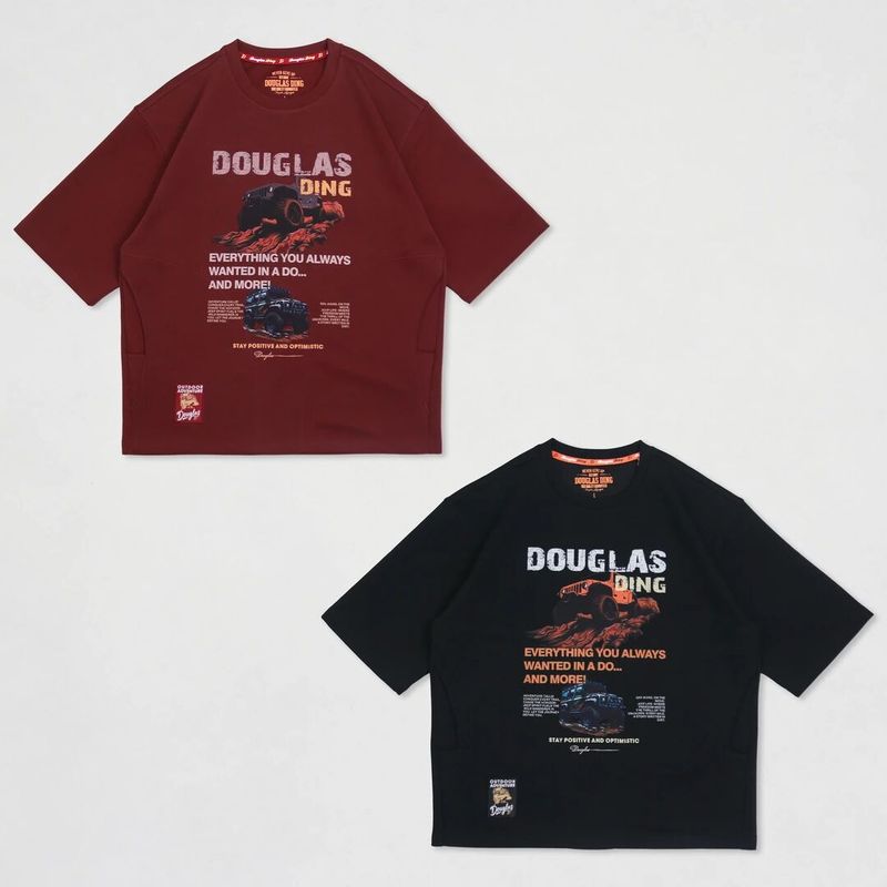 Douglas Original Plus-Size Men's Jeep Pocket T-Shirt with Carbon Brushed Soft Fabric, Loose Fit, Crew Neck, Mid-Sleeve
