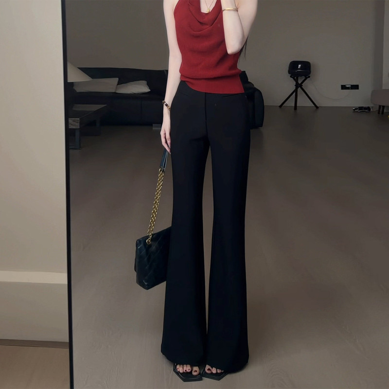 Autumn Women's Pants 2026 New High-Waisted Drapey Casual Long Pants Light and Stylish Urban Style Black Flared Suit Pants