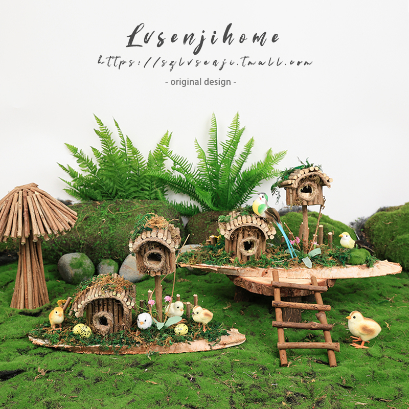 Creative Branch House Wooden Pastoral Style Decorative Ornaments for Outdoor Courtyard Garden Natural Corner Micro-Landscape Park Arrangement
