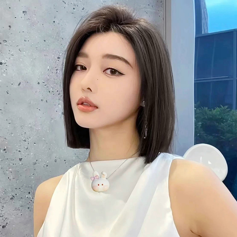 Short Hair Female First Love Wig, Full Head Wig, Seamless Real Hair, Full Human Hair Strands, Natural Summer Thin Style Full Wig