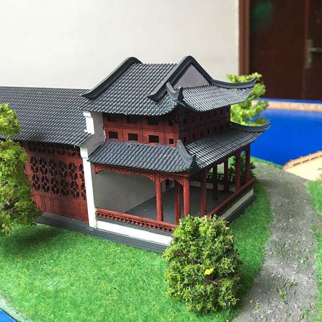 Su Shi's ancient architectural model Suzhou garden scene sand table ornaments assembled structure decorative toys Jiangnan Pavilion