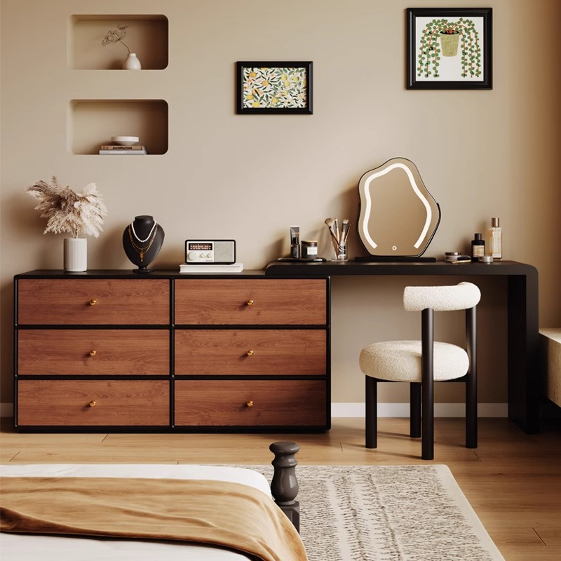 2026 New Model Vintage-Style Solid Wood Dressing Table and Dresser Combo, Retro End-Of-Bed Storage Corner Extendable Makeup Table 2026 New Model Vintage-Style Solid Wood Dressing Table and Dresser Combo, Retro End-Of-Bed Storage Corner Extendable Makeup Table
