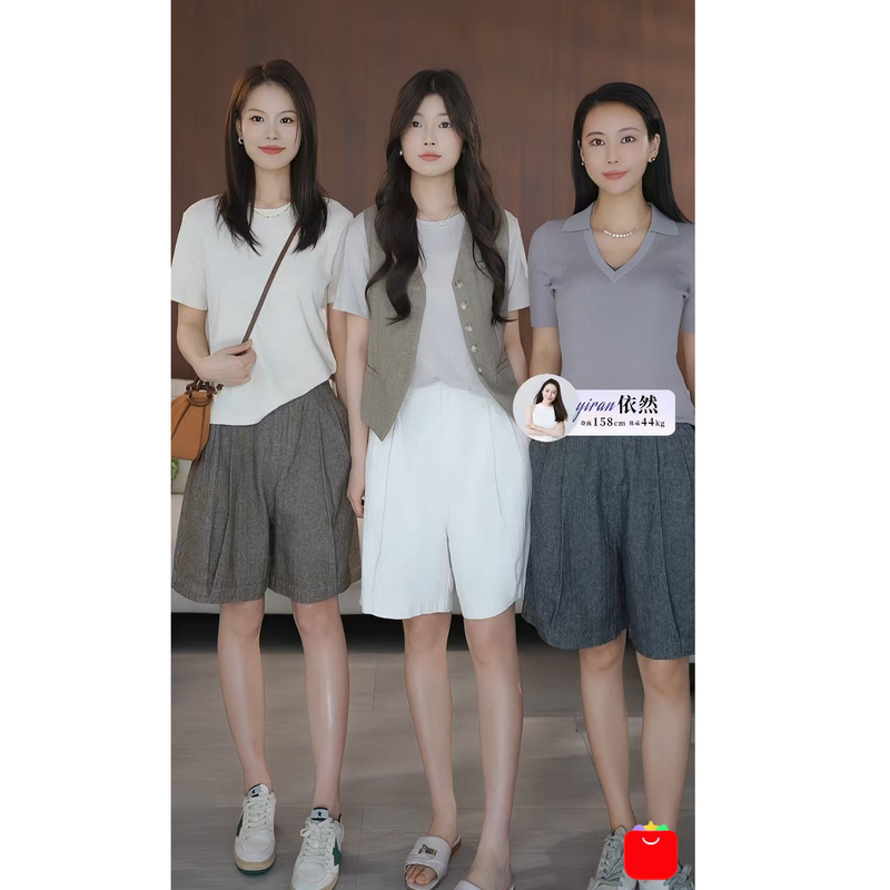 [Still a Top Pick] Textured Herringbone Linen Blend Casual Shorts