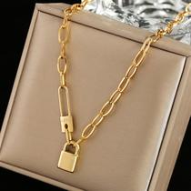 100% Stainless Steel lock catch Necklace For Women Gold