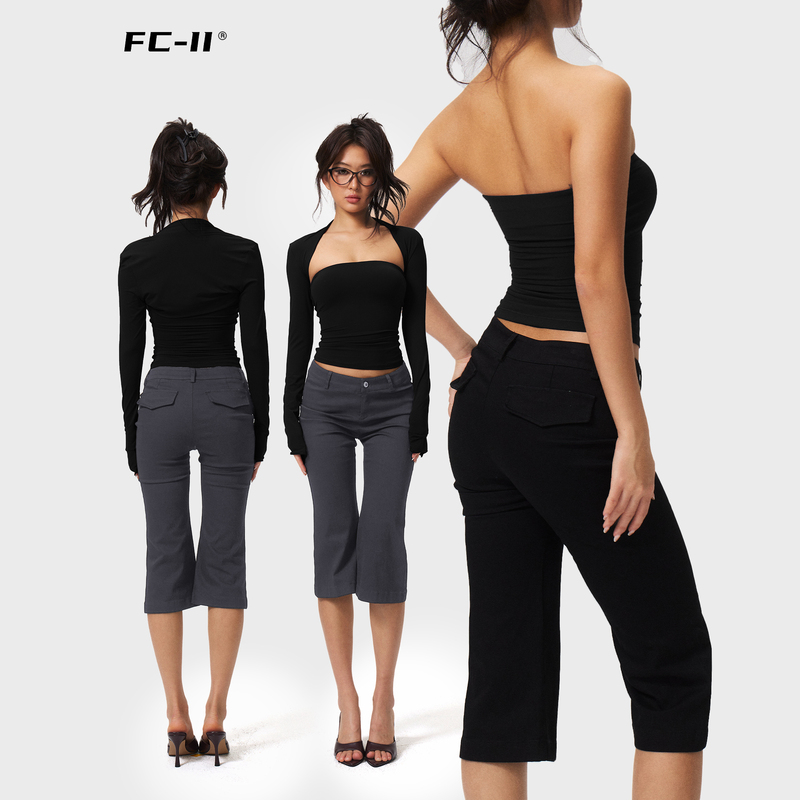 Fcii Brand Stretch Woven Women's Cropped Pants, Flared Pants, Women's Summer Ultra-Light Pants W5K4114 Fcii Brand Stretch Woven Women's Cropped Pants, Flared Pants, Women's Summer Ultra-Light Pants W5K4114