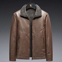 Men Winter Windproof Warm Thick Fleece Leather Jacket Men Fa